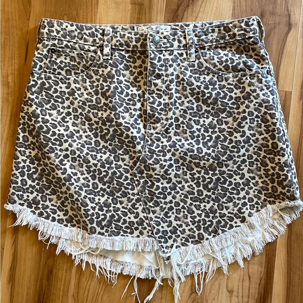 We the Free Leopard Jean Skirt Size 29